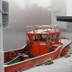 red winter boat